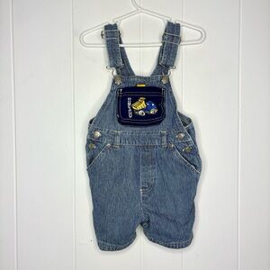 Vintage Sesame Street Pinstripe Dump Truck Shortalls Overalls Railroad Stripe 2T